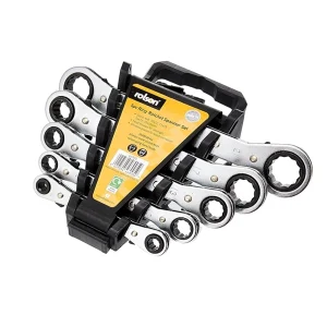 مجموعه 5 عددی اچار دو سر رینگ جغجغه برند رولسون Rolson 5 pc Ratchet Ring Spanner Set